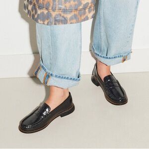 freda salvador elba penny loafer black leather